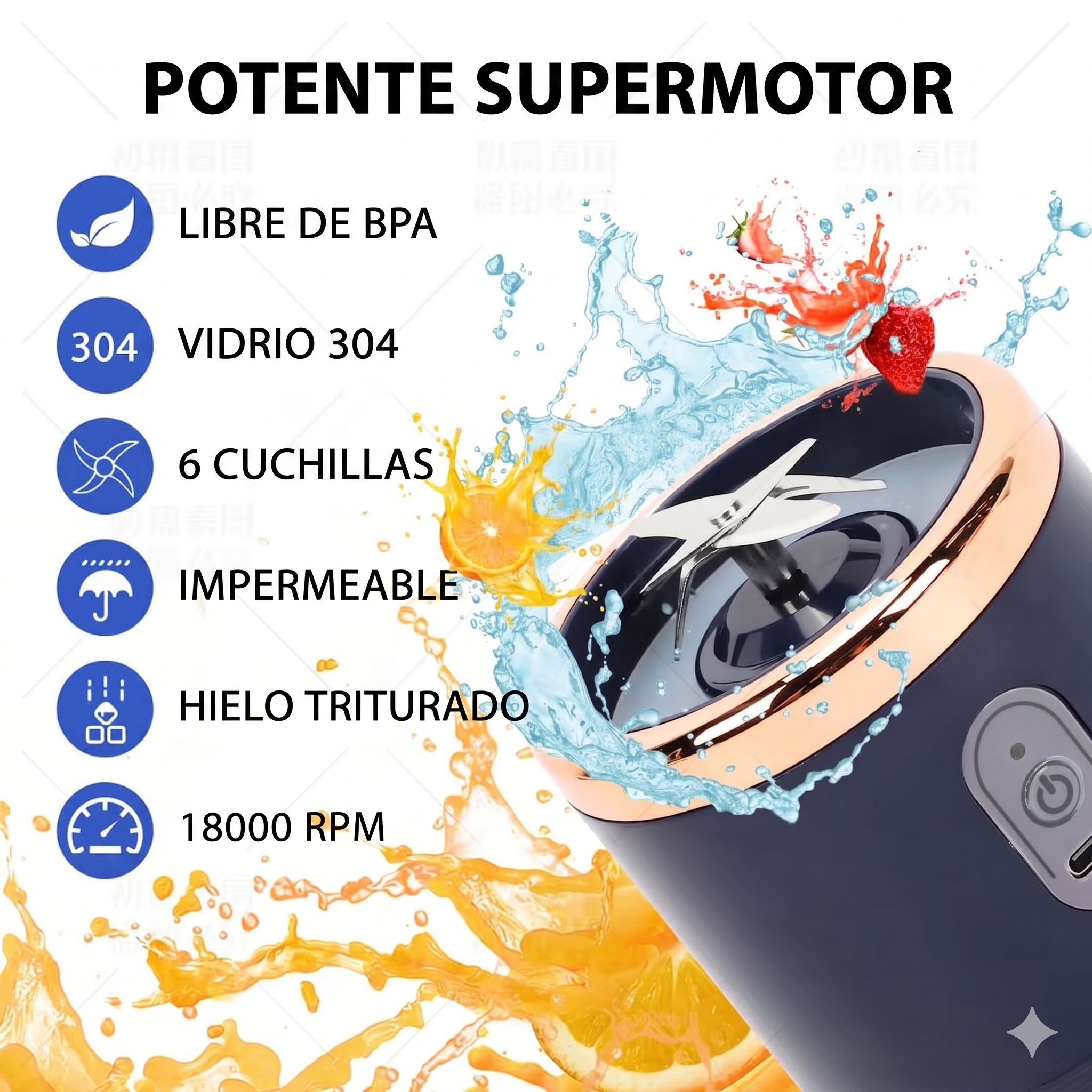 LICUADORA PORTATIL 500ml INALAMBRICA ¡TU BATIDO INSTANTANEO!